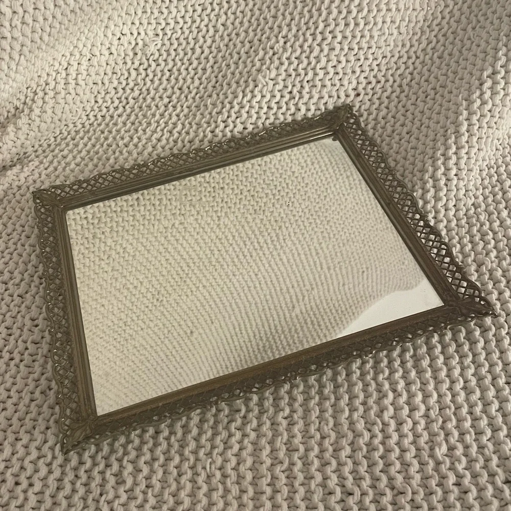 brass framed mirror / tray
